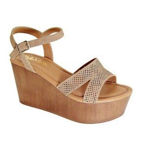 Bella Marie Maida-5 Natural Beige Nude Wedge Sandal Size 10 NEW